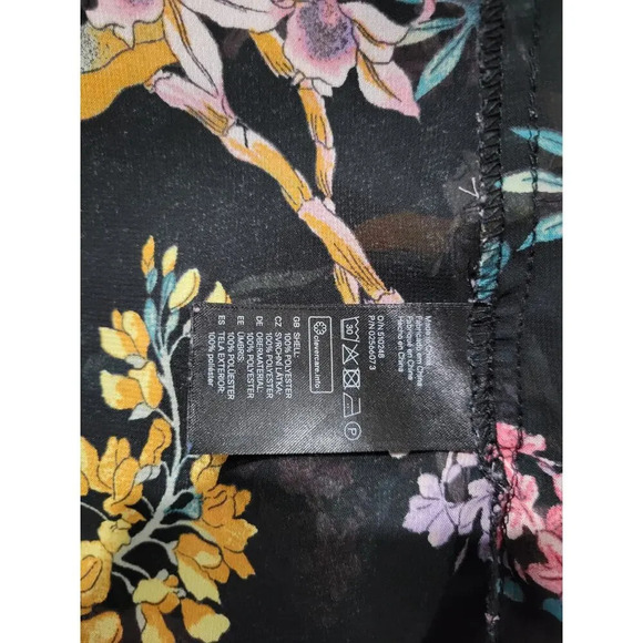 Divided by H&M women's black floral 3/4 sleeves open front cardigan kimono - Picture 6 of 8